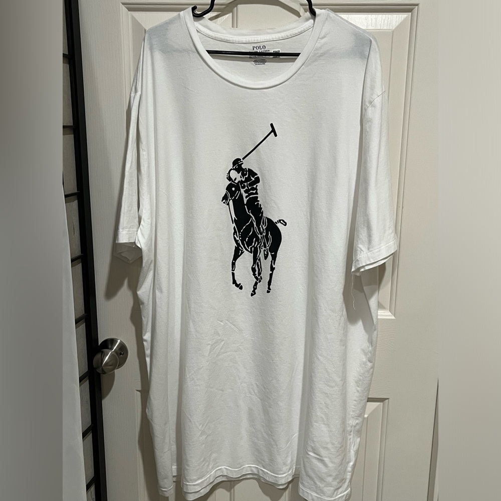 Polo Ralph Lauren White Graphic Polo BIG Pony Tee MENS SIZE 4XLT